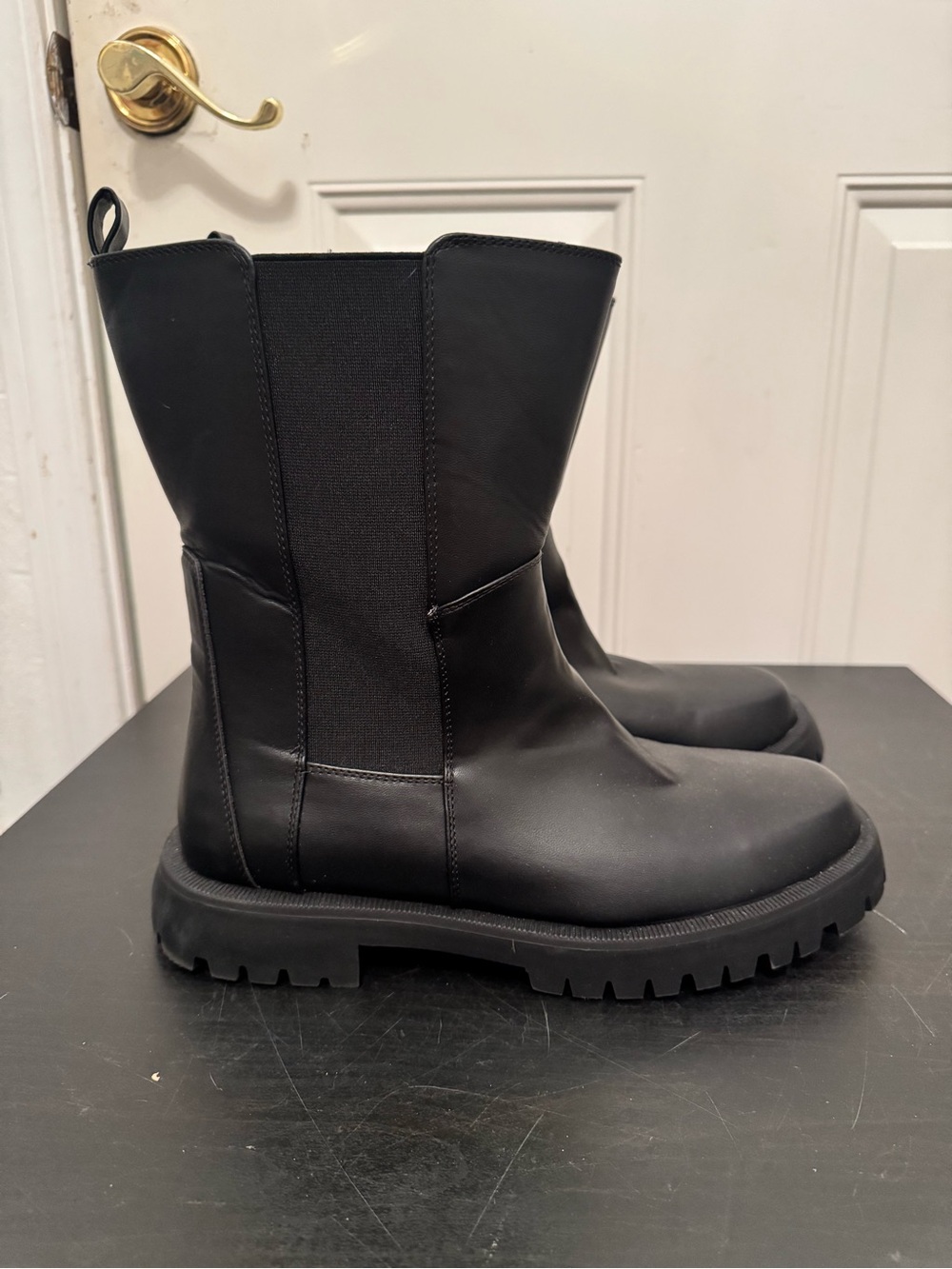 Torrid Black Chunky Moto Combat Boots Faux Leather 9.5WW Wide